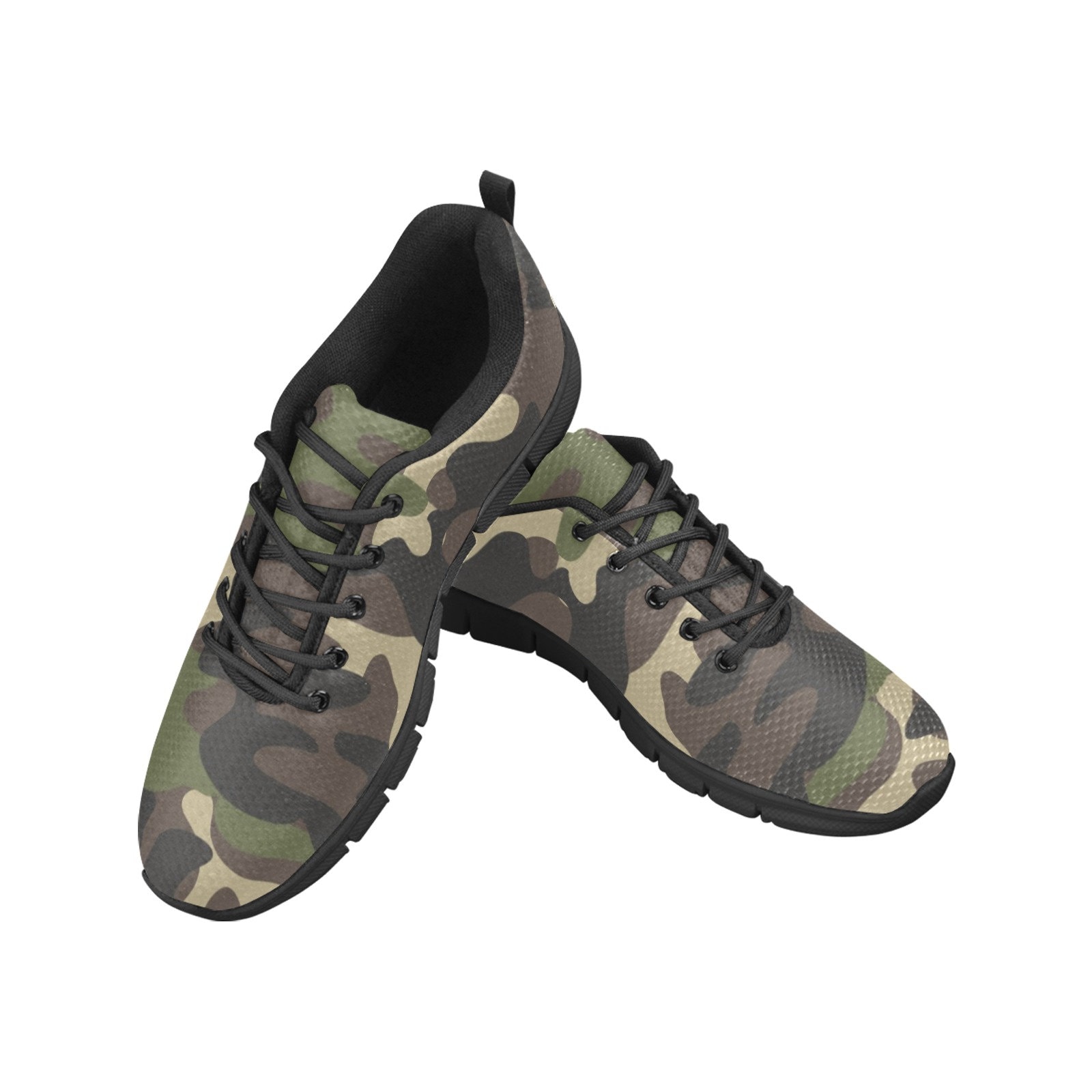 Camo Men Breathable Sneakers, Mesh Green Camouflage Print 