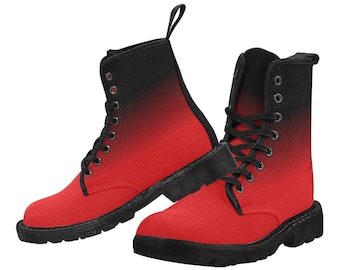 red leather combat boots