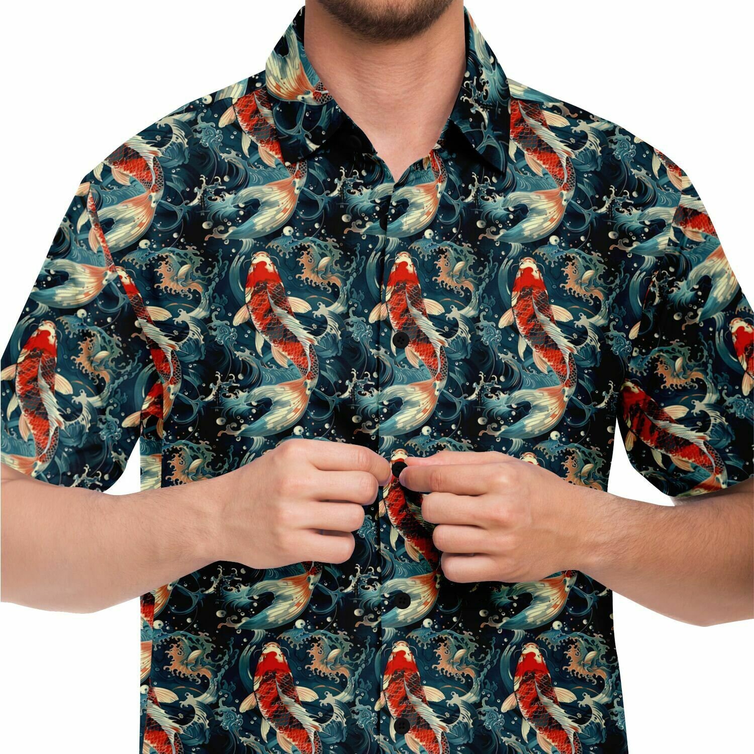 koi fish dress shirt Men's regular shirt with koifish print