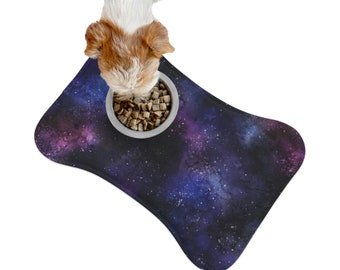 Galaxy Pet Food Mat, Space Universe Dog Cat Bowl Dish Small Large New Feeding Portable Bone Fish Placemat Lover Gift