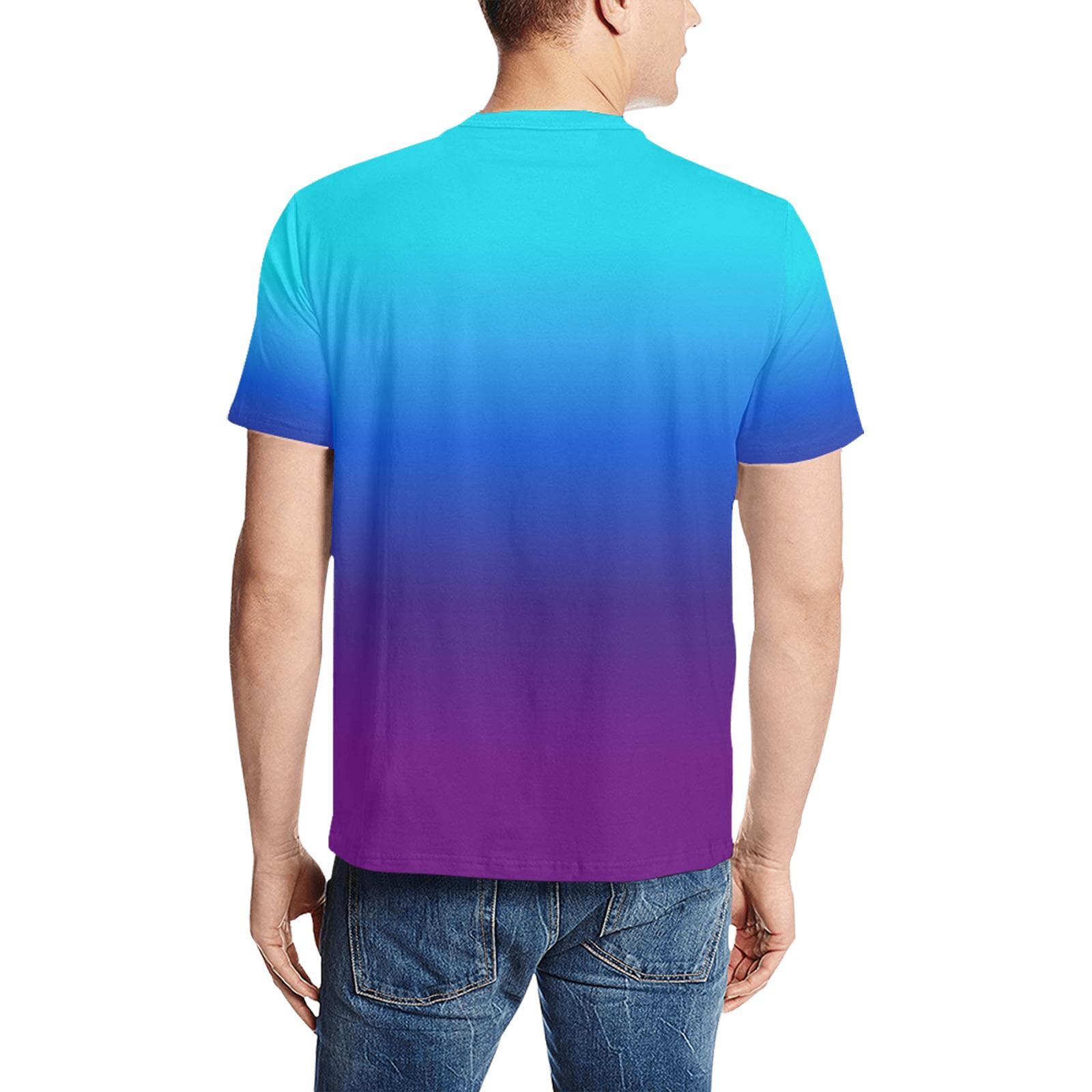 Blue Purple Ombre Tshirt, Gradient Tie Dye Designer Graphic