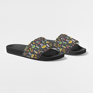 Chemistry Science Men Slides Sandals, Lab Research School Teacher Designer Shoe Boys Flat Wedge Slippers Vegan Flip Flops Slip On Gift