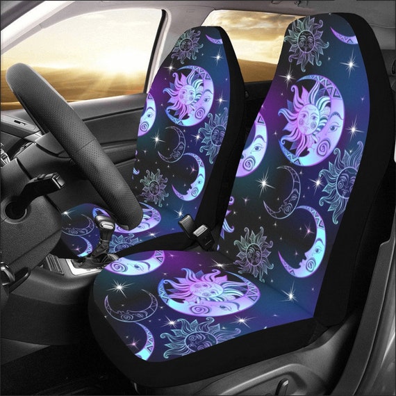 Sonne Mond Sterne Autositzbezüge für Fahrzeug 2 Stück, Celestial Retro Lila  Witchy Front SUV Auto Truck Universal Protector Frauen Accessoires - .de