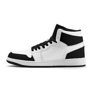 Schwarz weiße Männer High Top Lederschuhe, zweifarbige Vegan Schnürschuhe Sneakers Schuhe Streetwear Jungs männlich Designer Geschenkidee Turnschuhe