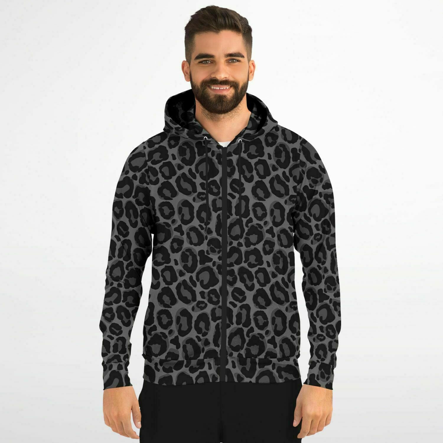 トップス 00s olduniqlo short zipup Hoodie leopard Black Leopard Zip up Hoodie, Animal Print Cheetah Full