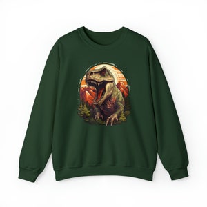 Dinosaur Sweatshirt, Dino T-Rex Tyrannosaurus Rex Graphic Crewneck Fleece Cotton Sweater Jumper Pullover Men Women Adult Designer Top