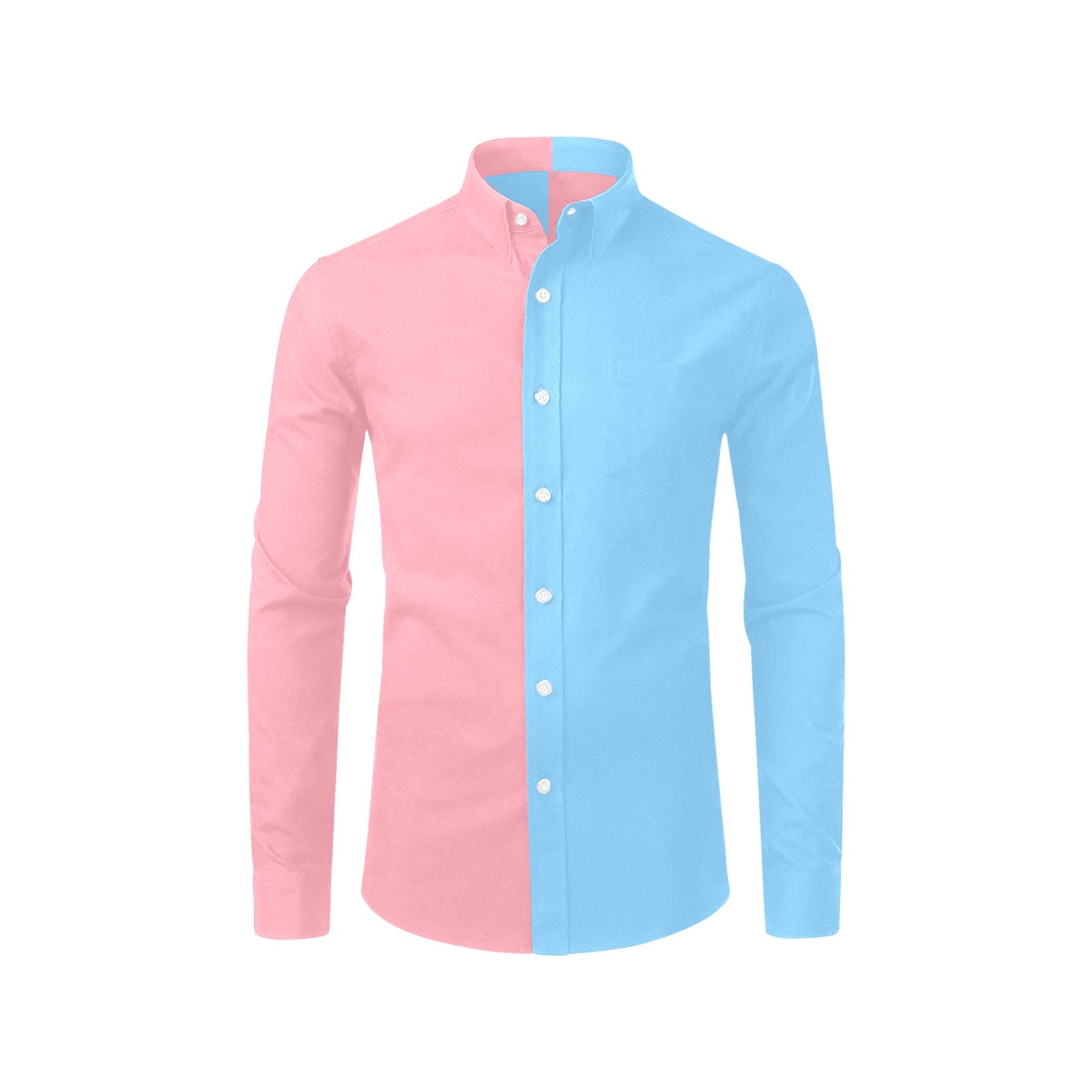blue and pink mens dress shirt Blue Pink Striped Cotton Dress Shirt 16 US (41 EU)