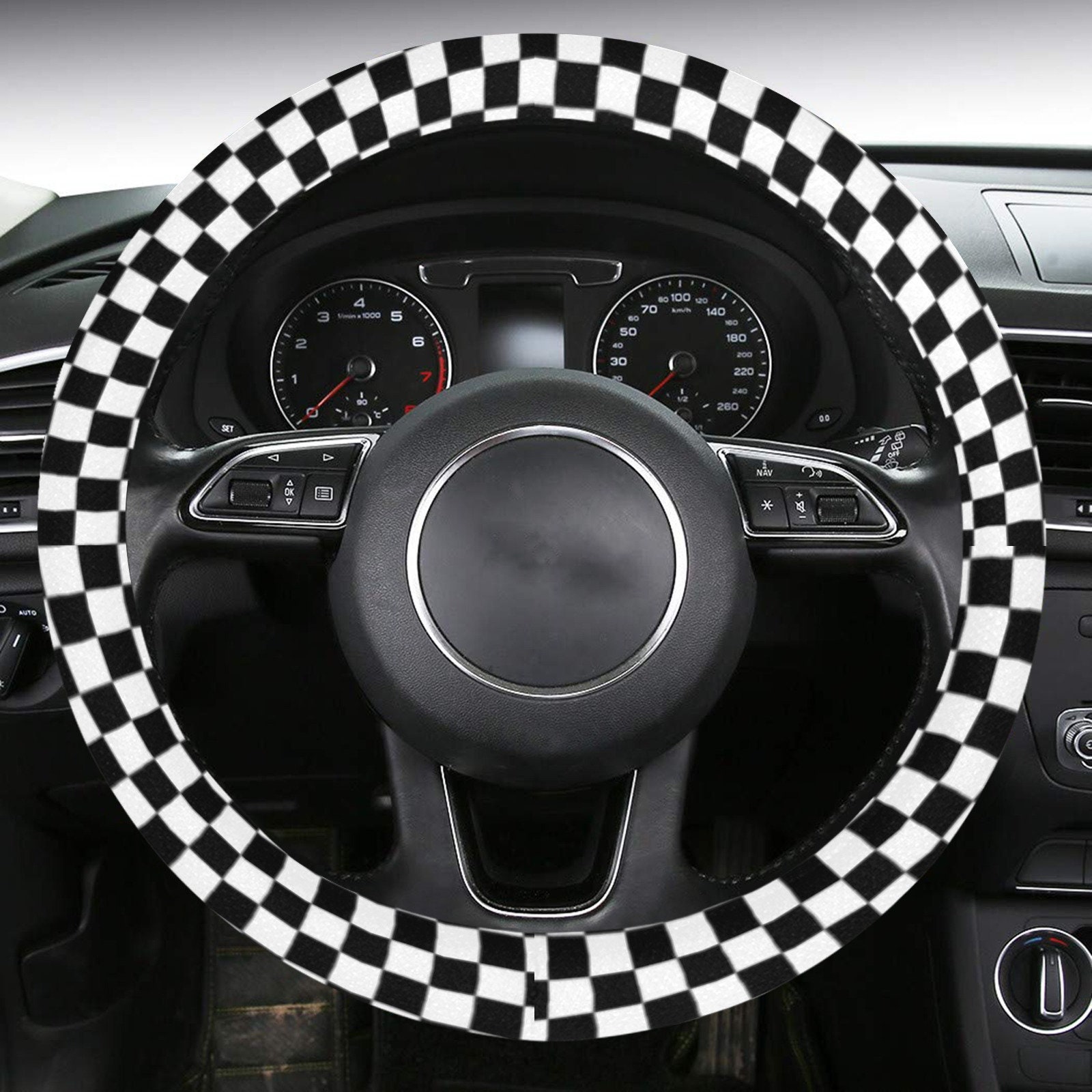 Checkered Steering Wheel Cover With Anti slip Insert Racing Check Checkerboard Men Women Squares Black White Print Car Auto Wrap Protector Etsy