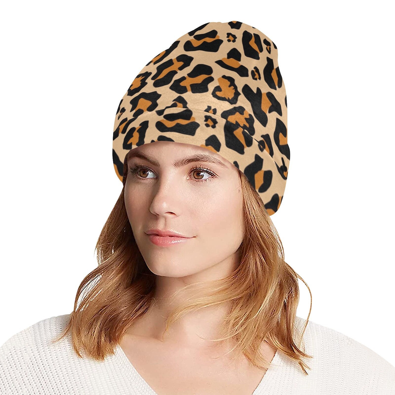 Leopard Beanie Cheetah Animal Print Soft Fleece Party Men 