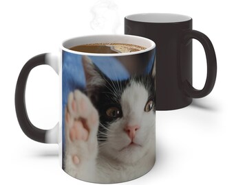 Color Changing Mug, Custom Photo Magic Mug, Heat Change Unique Personalized Gift for Him Her Friend Family Cat Dog Baby Mom Dad Gift of Love