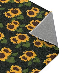 Sunflower Area Rug Carpet, Yellow Flowers Floral Washable Kitchen Floor ...