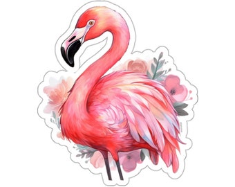 Naklejka Pink Flamingo, naklejka na laptopa z motywem kwiatowym i akwarelą, winylowa, słodka, mała, duża butelka na wodę, kubek, samochód, wodoodporna, estetyczna, wycinana, fototapeta