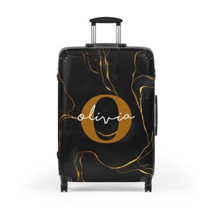 Gepersonaliseerde koffer met wielen, aangepaste naam monogram marmeren cabine Handbagage harde schaal Reistas Aangepast Klein Groot Dames Heren
