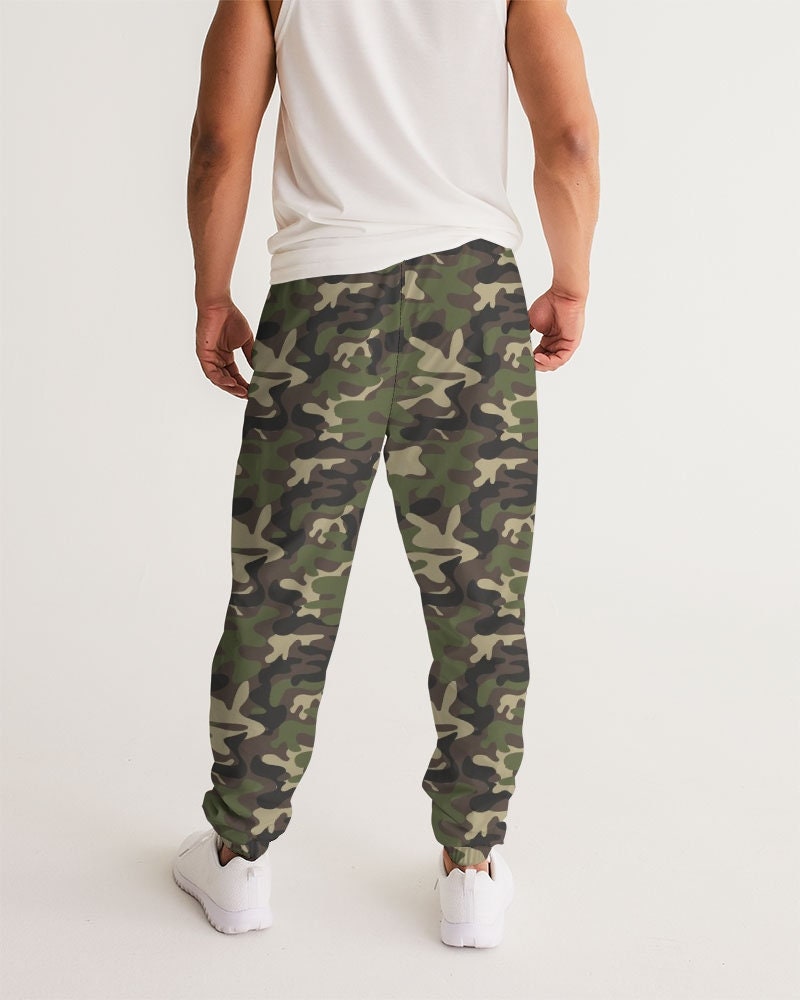 【HI FI FNK】Teo Camo Pocket Sweatpants Camouflage Men Track Pants, Camo Green Army Zip Pockets