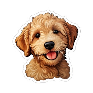 Goldendoodle Sticker Decal, Dog Puppy Art Vinyl Laptop Cute Waterbottle Tumbler Car Waterproof Bumper Clear Aesthetic Die Cut Wall