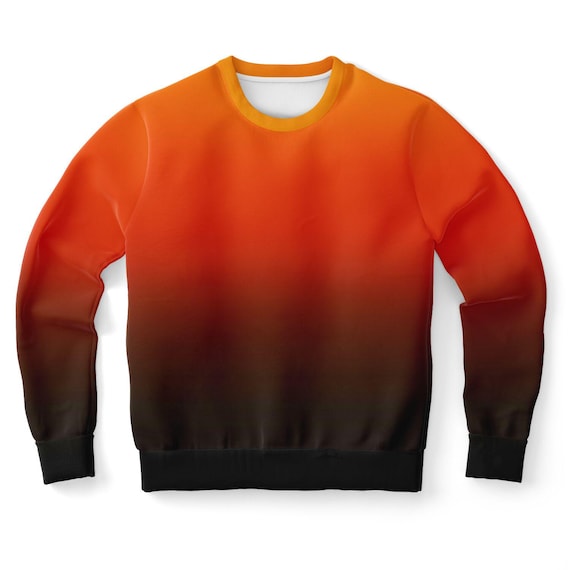 Black Orange Ombre Sweatshirt, Gradient Tie Dye Crewneck