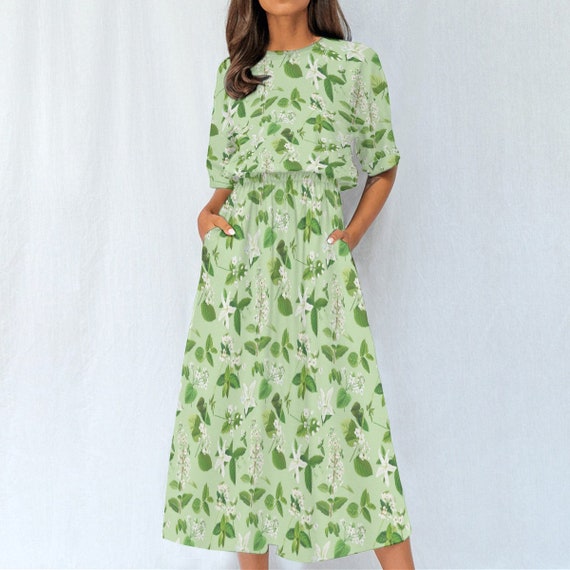 Kleid grün weisse blumen Clearance