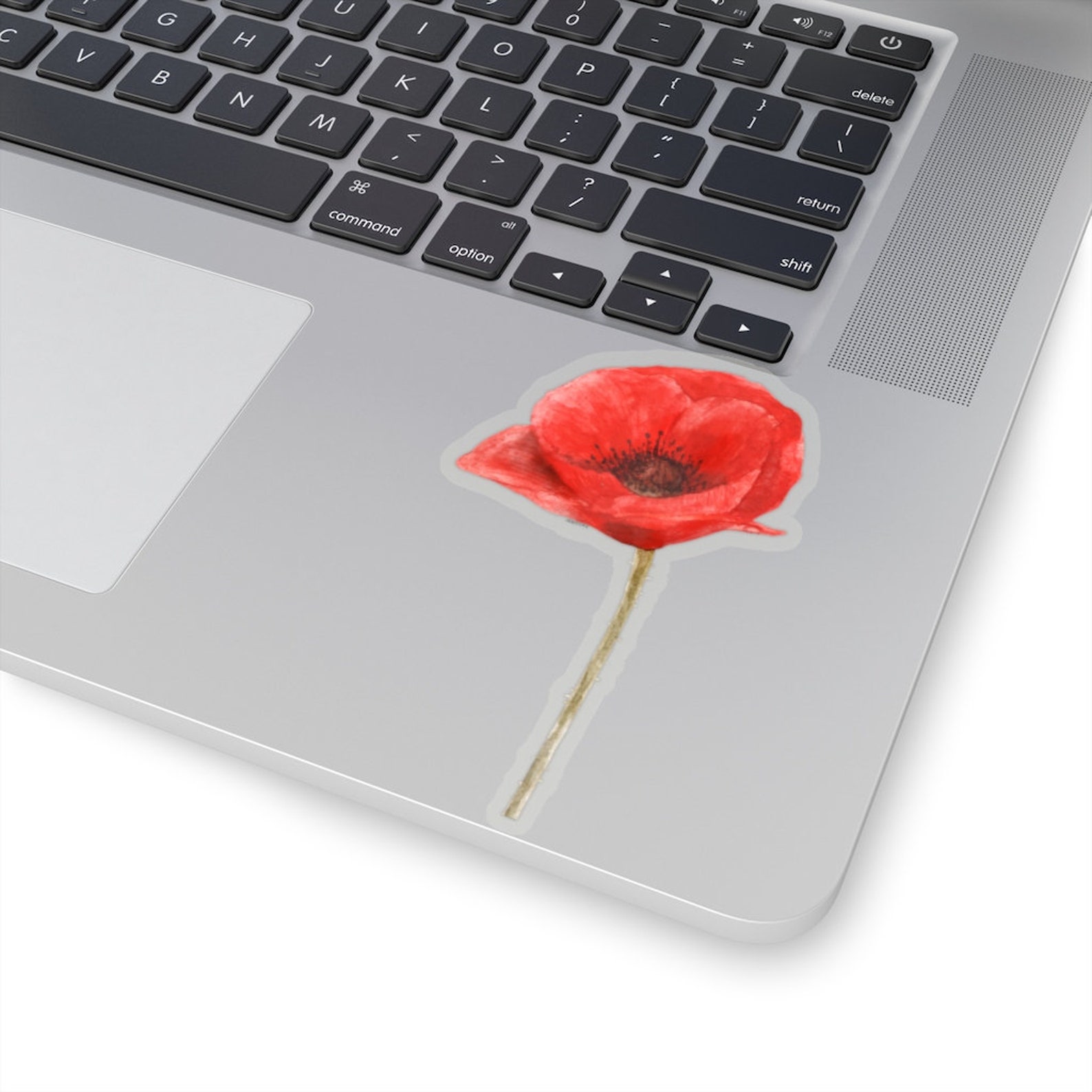 Poppy Sticker Vinyl Flower Decal Red Watercolor Floral Art | Etsy