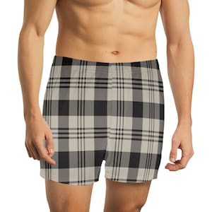 Grau-schwarz karierte Herren-Pyjama-Shorts, kurze Schlaf-Lounge-PJ-Hose, Nachtwäsche, Boxershorts, weicher Schlafanzug für Herren