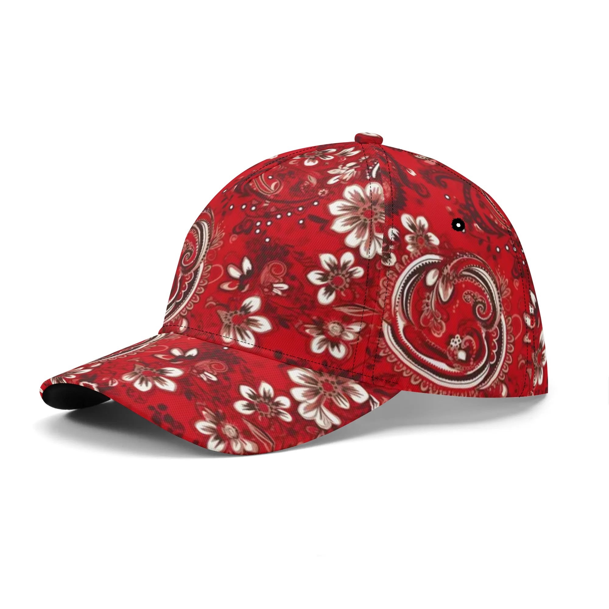 Red Paisley Baseball Hat Cap, Bandana Ball Dad Mom Trucker Men