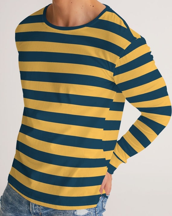 yellow black striped long sleeve shirt