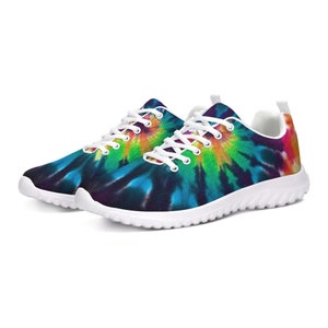 Tie dye Sneaker, Lace Up Athletic Shoe Tennis Sports Spiral Festival Party EDM Custom Canvas Women Men Colorful Shoes