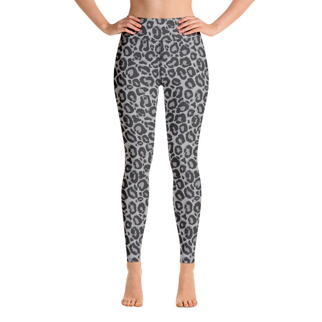 Grey Leopard Print Gym Leggings
