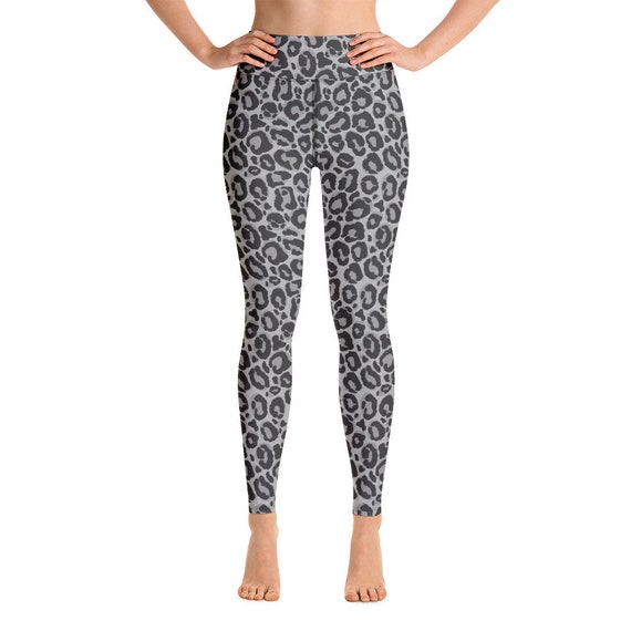 Grey Leopard Yoga Leggings Women, Animal Print High Waisted Pants Cute  Printed Graphic Workout Running Gym Designer Tights