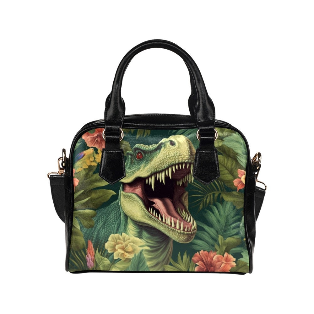 Dinosaur Purse, Dino T-rex Tropical Pattern Cute Small Shoulder