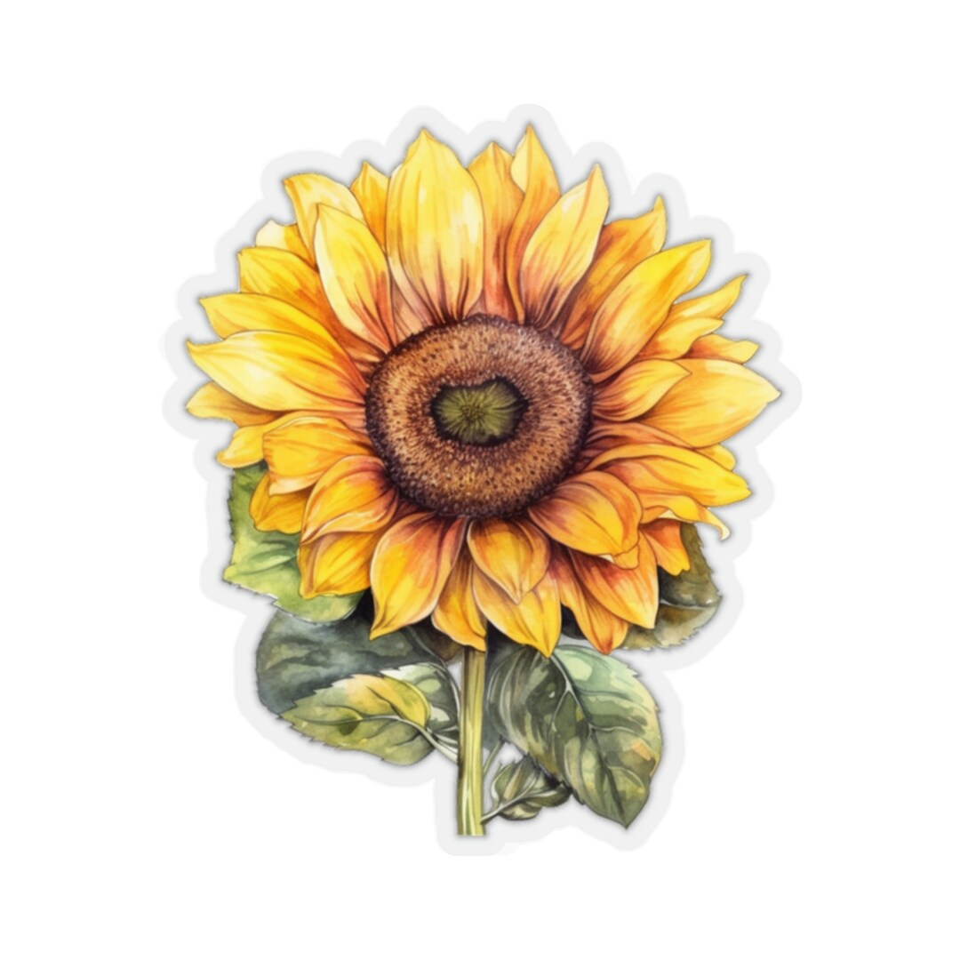 Sunflower Sticker, Watercolor Yellow Flower Laptop Decal Vinyl Cute ...