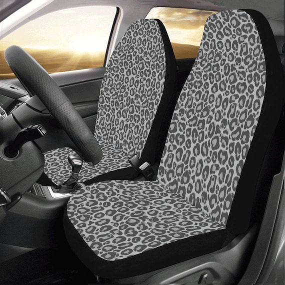 Leopard Car Seat Covers for Vehicle 2 Pc Grey Animal Print Black Pattern Front Seat Covers Car SUV Gift Her Protector Accessory Decoration Etsy UK