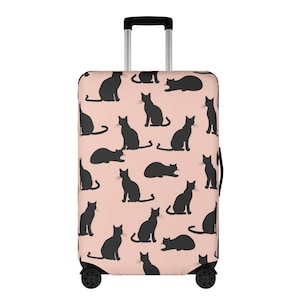 Kattenprint bagagehoes, kittens zwart roze kofferbeschermer harde handbagage wasbare omslagdoek groot klein reizen esthetische ritssluiting mouw