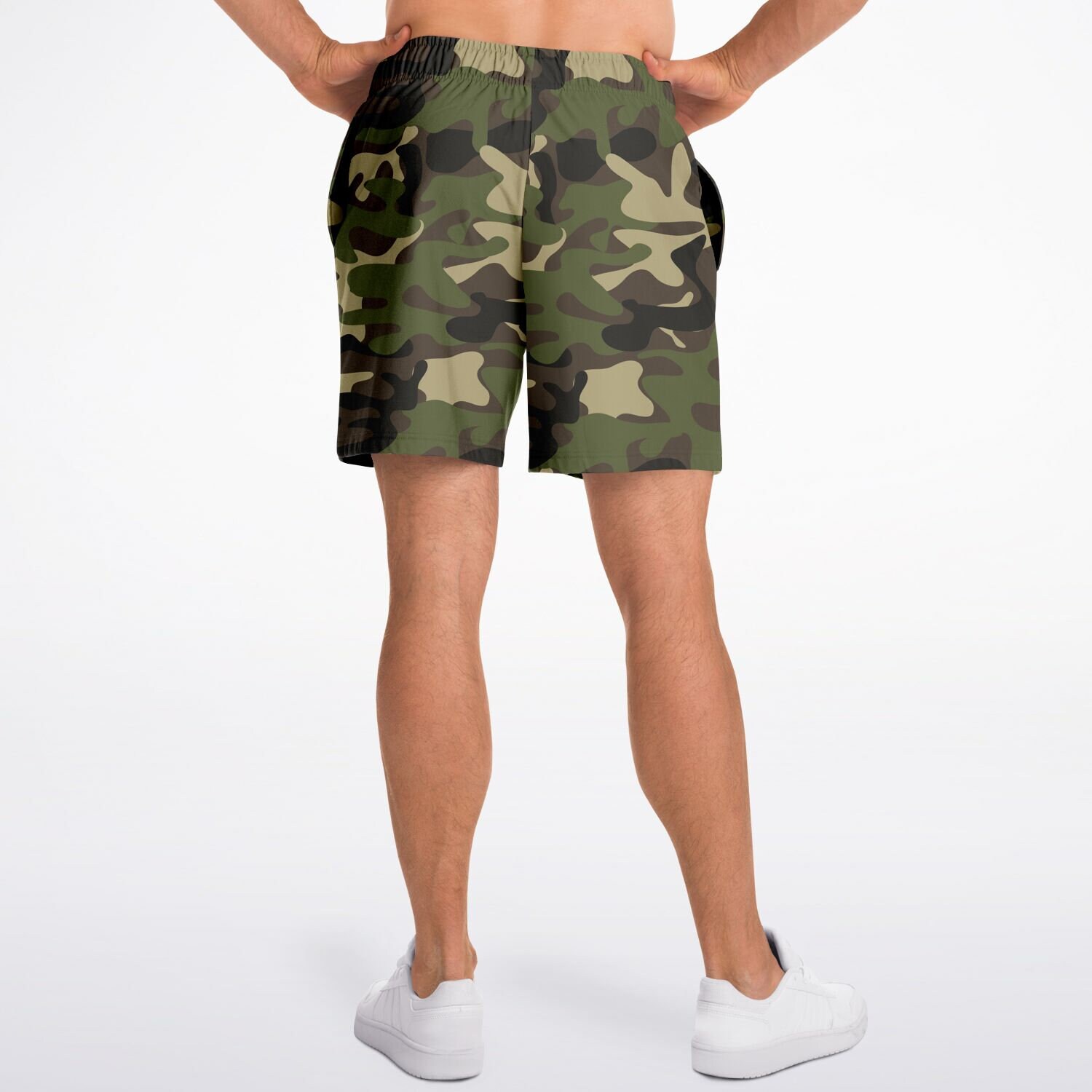 Camo Men Shorts, Camouflage Green Army Beach Mid Length 7