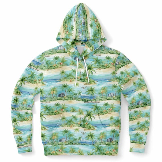 Beach Lightweight Hoodie Tropical Palm Trees Green Summer Pullover Men Women Adult Aesthetic Graphic Hooded Sweatshirt Pockets Etsy