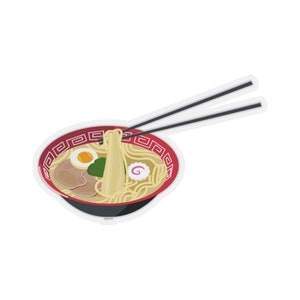 Adesivo de ramen, sopa de macarrão, comida asiática, pauzinhos, decalque para laptop, garrafa de água fofa, copo de carro, estética, cortado