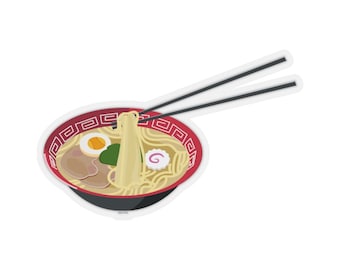 Ramen Sticker, Noodle Soup Asiatische Lebensmittel Essstäbchen Laptop Aufkleber Vinyl Niedlich Wasserflasche Tumbler Auto Bumper Aesthetic Die Cut