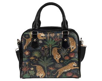 Striking Tiger Print Shoulder or Crossbody Strap Fabric Purse 100