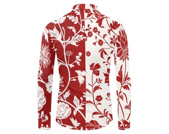 Chemise Manches Longues Imprimée Homme,Chemise À Fleurs Pour
