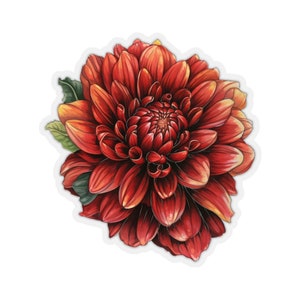 Dahlia Sticker, Flower Floral Art Laptop Decal Vinyl Cute Waterbottle Tumbler Car Waterproof Bumper Aesthetic Die Cut Wall Mural