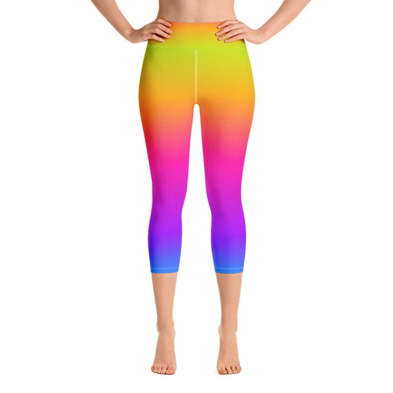Rainbow Leggings Tie Dye Yellow Purple Ombre Yoga Pants | Etsy