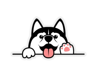 Siberian Husky Dog Sticker, Paw Pet Puppy Laptop Decal Vinyl Cute Waterbottle Tumbler Car Waterproof Bumper Aesthetic Wall Mural