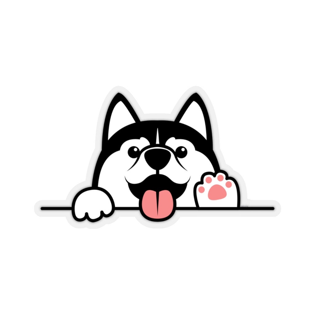 EW Designs Husky Puppy Watercolor Vinyl Decal Sticker - 4" Tall, Full Color, UV Coated, Outdoor Durable For Cars, Laptops & Windows