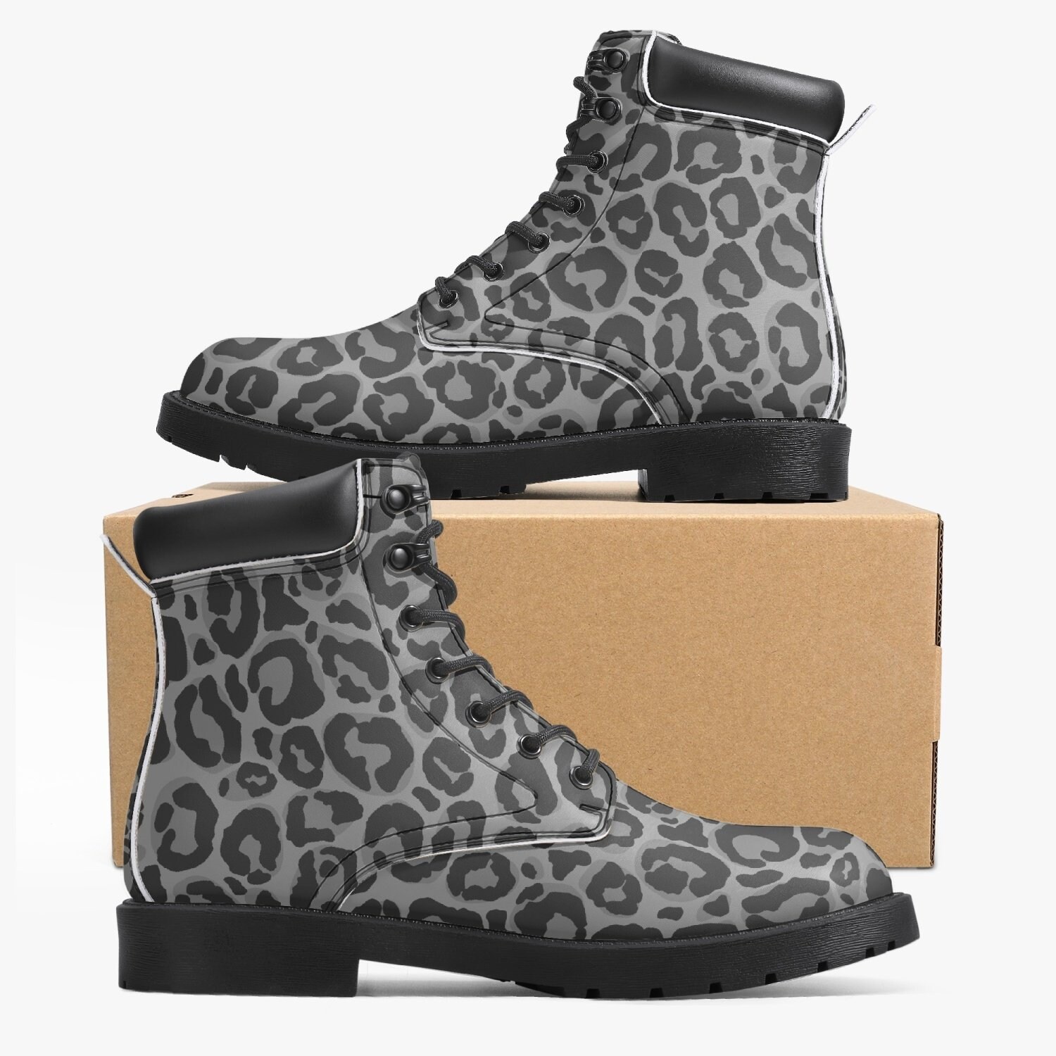 Grey animal print boots sale