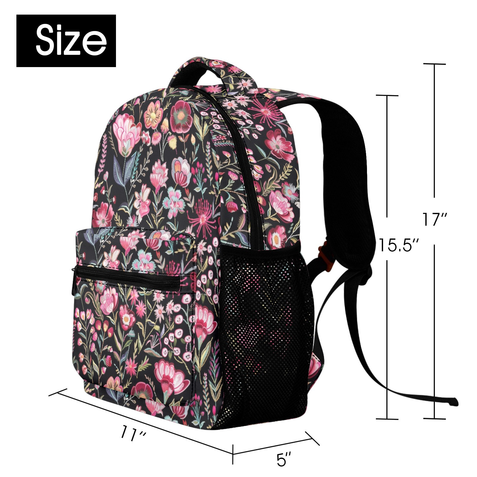 Pink Floral Backpack, Flowers Botanicals Men Women Kids Gift 