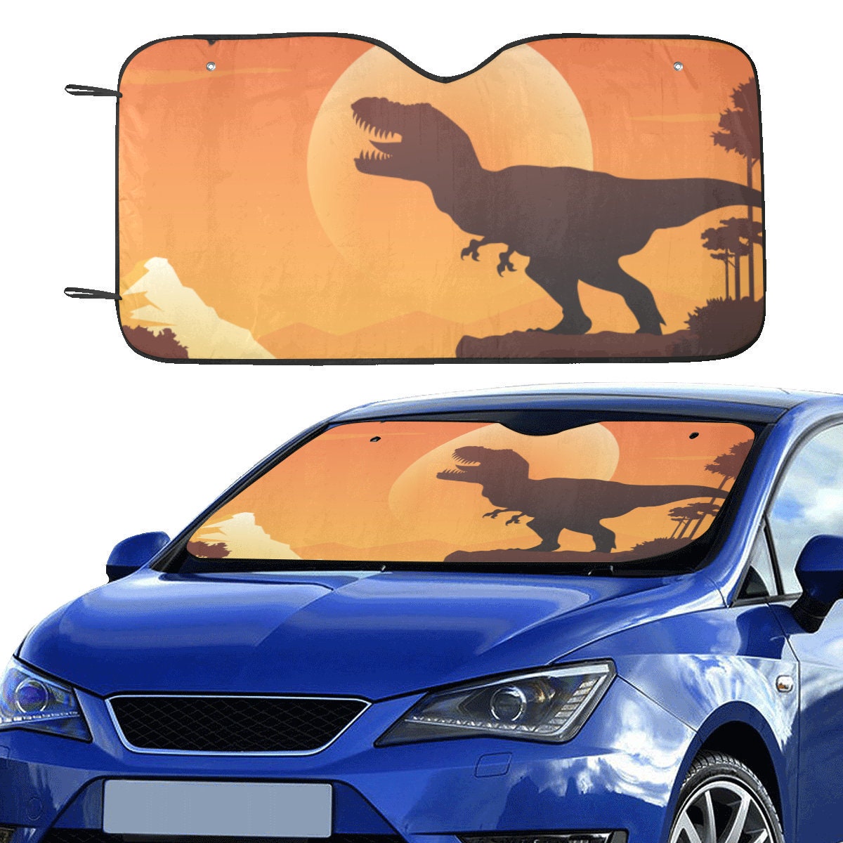 Dinosaurier Windschutzscheibe Sonnenschirm, Sonnenuntergang T-Rex Dino Auto  Zubehör Auto Cover Schutz Fenster Schirm 150 x 50 cm x 29.53 - .de