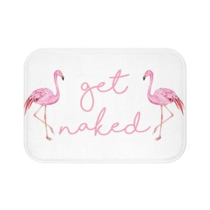 Get Naked Bath Mat, Pink Flamingo White Memory Foam Mat Funny Microfiber Bathroom Small Large Shower Floor Non Slip Washable Rug image 4