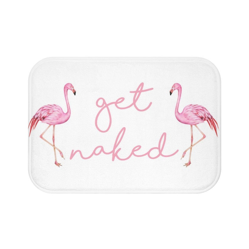 Get Naked Bath Mat, Pink Flamingo White Memory Foam Mat Funny Microfiber Bathroom Small Large Shower Floor Non Slip Washable Rug image 4