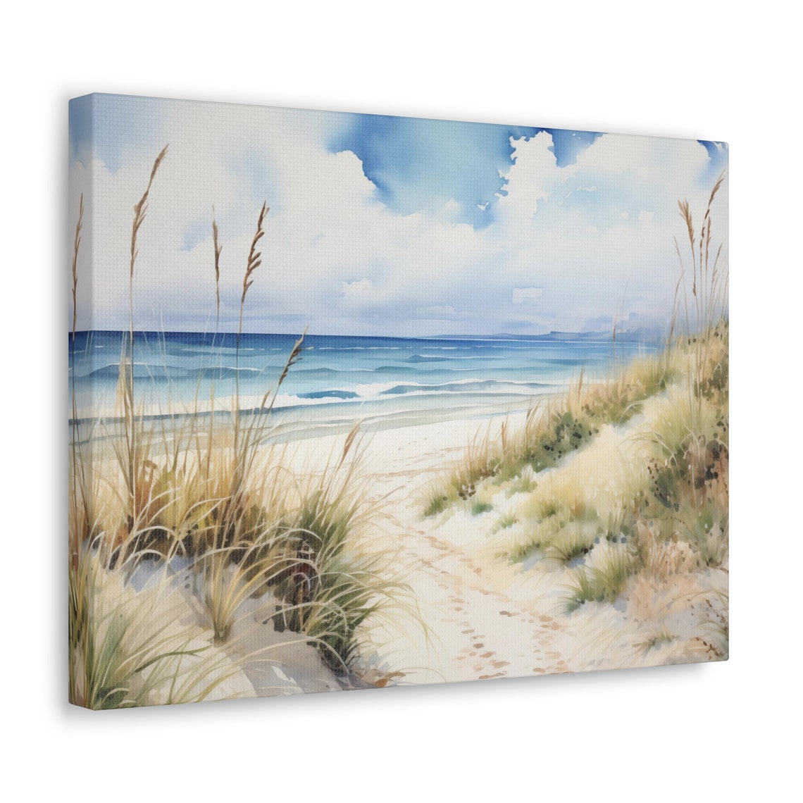 Beach Canvas Gallery Wrap, Coastal Sand Dunes Ocean Wall Art Print ...