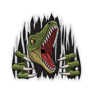 Raptor Dino Sticker, Dinosaur Ripping Laptop Decal Vinyl Waterbottle Tumbler Car Waterproof Bumper Aesthetic Die Cut Wall Mural