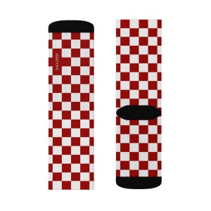 Red White Checkered Socks 3D Printed Sublimation Check - Etsy